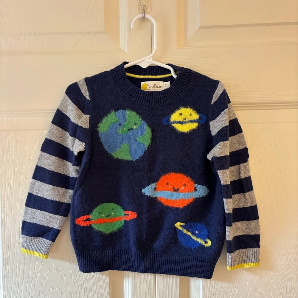 Mini Boden Navy Outer Space Sweater Sz 3-4 - Picture 1 of 4